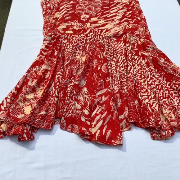 Free People Scoop Neck Sleeveless Beach Print Dress Red XS - Picture 7 of 14